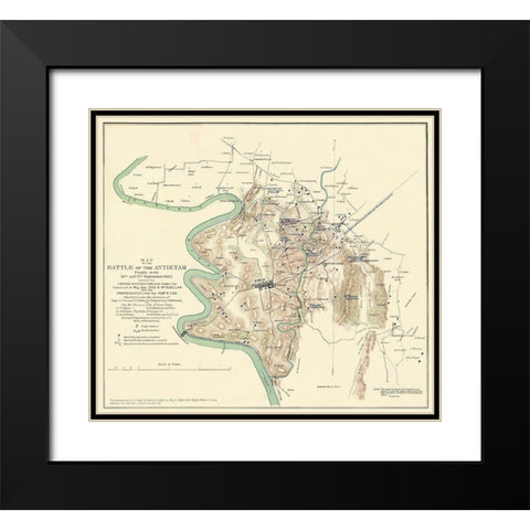 Antietam Battle Pennsylvania - Houston 1862 Black Modern Wood Framed Art Print with Double Matting by Houston