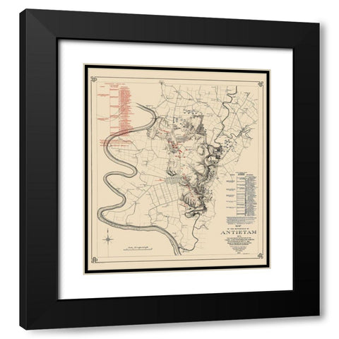 Antietam No. 1  Battlefield - Stearns 1862 Black Modern Wood Framed Art Print with Double Matting by Stearns