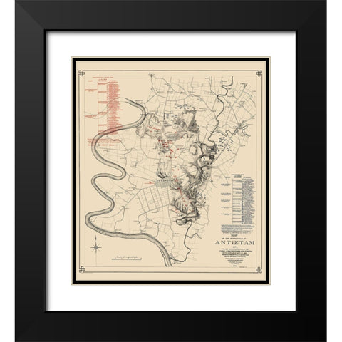 Antietam No. 1  Battlefield - Stearns 1862 Black Modern Wood Framed Art Print with Double Matting by Stearns