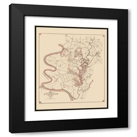 Antietam No. 2 Battlefield - Stearns 1894 Black Modern Wood Framed Art Print with Double Matting by Stearns