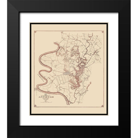 Antietam No. 2 Battlefield - Stearns 1894 Black Modern Wood Framed Art Print with Double Matting by Stearns