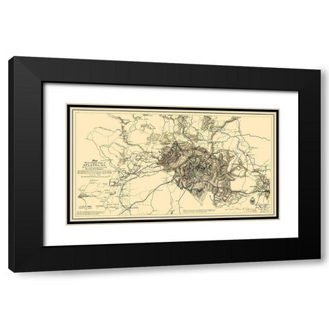 Siege of Atlanta Georgia - Sherman 1865 Black Modern Wood Framed Art Print with Double Matting by Sherman