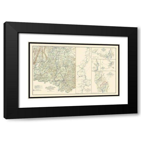 Atlanta Campaign Georgia Civil War - Bien 1864 Black Modern Wood Framed Art Print with Double Matting by Bien