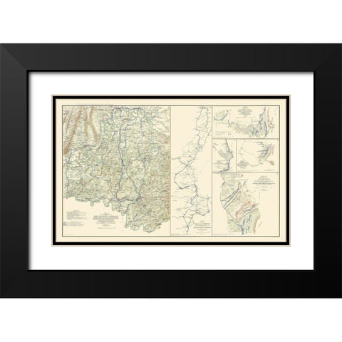 Atlanta Campaign Georgia Civil War - Bien 1864 Black Modern Wood Framed Art Print with Double Matting by Bien