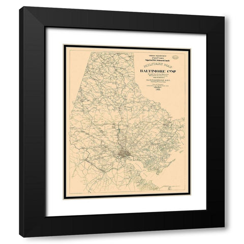 Baltimore County - Kaiser 1863 Black Modern Wood Framed Art Print with Double Matting by Kaiser