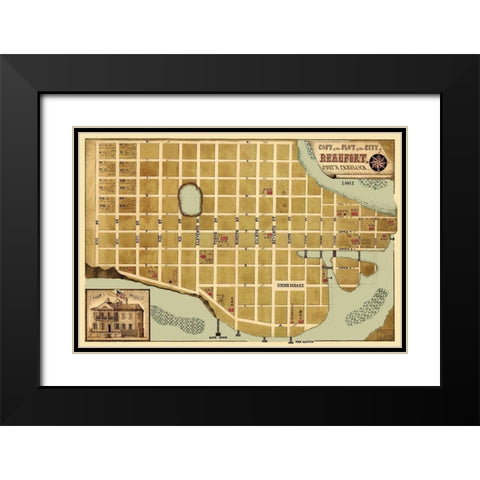 Beaufort South Carolina - Schelten 1861 Black Modern Wood Framed Art Print with Double Matting by Schelten