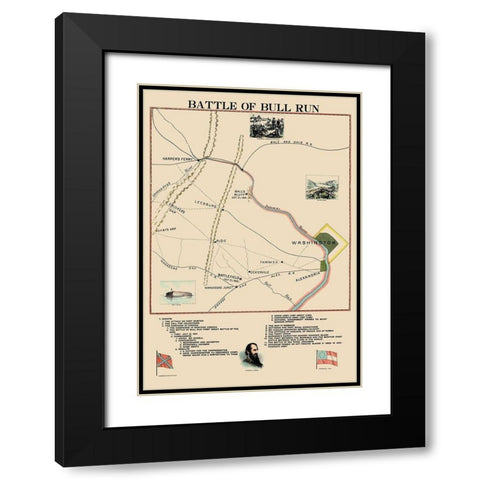 Battle of Bull Run - 1898 Black Modern Wood Framed Art Print with Double Matting by Robertson