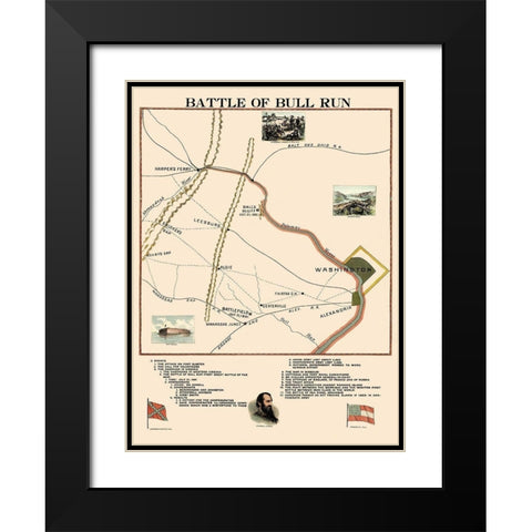 Bull Run Battle Virginia - 1861 Black Modern Wood Framed Art Print with Double Matting by Unknown