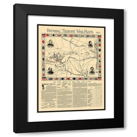 Bull Run First Battle Virginia - 1895 Black Modern Wood Framed Art Print with Double Matting by Unknown