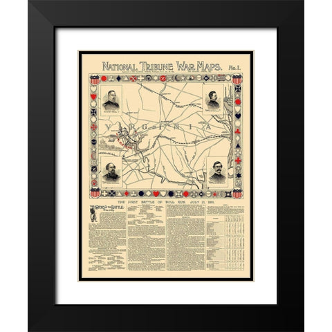 Bull Run First Battle Virginia - 1895 Black Modern Wood Framed Art Print with Double Matting by Unknown