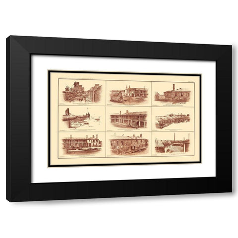 Forts of South Carolina - Bien 1895 Black Modern Wood Framed Art Print with Double Matting by Bien