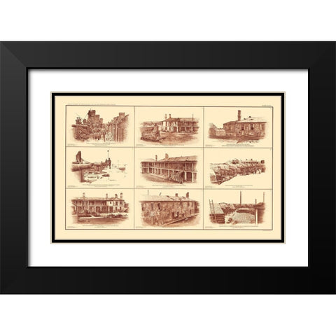 Forts of South Carolina - Bien 1895 Black Modern Wood Framed Art Print with Double Matting by Bien