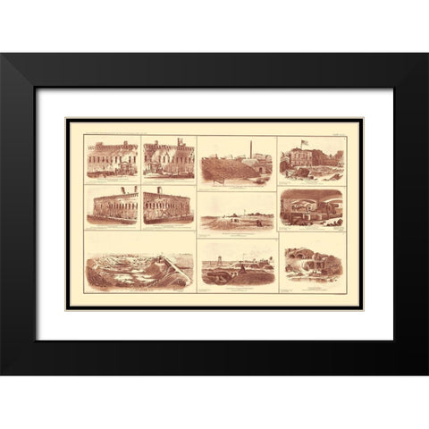 Forts of South Carolina - Bien 1895 Black Modern Wood Framed Art Print with Double Matting by Bien