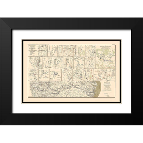 Campaign Chattanooga to Atlanta to Savannah Black Modern Wood Framed Art Print with Double Matting by Bien