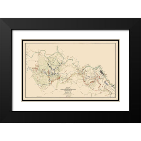 Battles Chancellorsville Salem Fredericksburg Black Modern Wood Framed Art Print with Double Matting by Hotchkiss