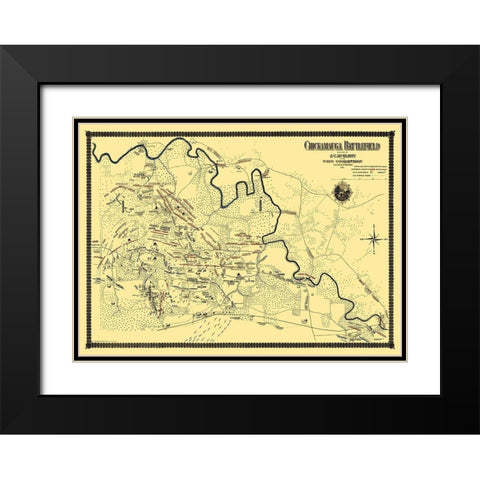 Chickamauga Battlefield - McElroy 1895 Black Modern Wood Framed Art Print with Double Matting by McElroy