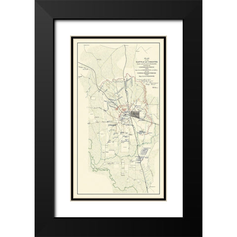 Battle of Corinth Mississippi - Rosecrans 1862 Black Modern Wood Framed Art Print with Double Matting by Rosecrans