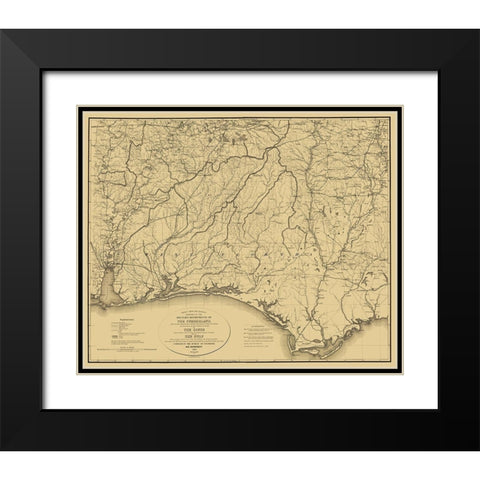 Cumberland of South and Gulf - Callahan 1863 Black Modern Wood Framed Art Print with Double Matting by Callahan