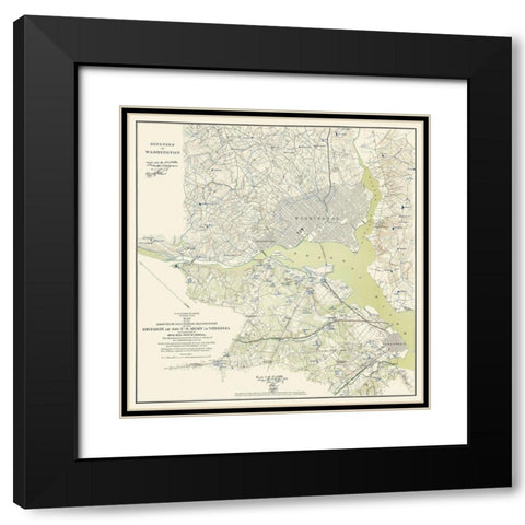 Washington DC Defenses - Bache 1861 Black Modern Wood Framed Art Print with Double Matting by Bache