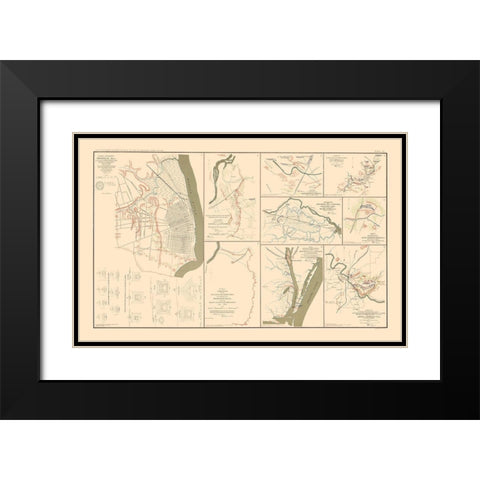 Defenses In Civil War - Bien  1895 Black Modern Wood Framed Art Print with Double Matting by Bien