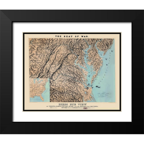 War of Virginia Maryland Delaware Washington DC Black Modern Wood Framed Art Print with Double Matting by Schaus