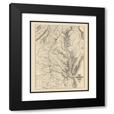 Virginia Maryland Delaware - Blunt 1861 Black Modern Wood Framed Art Print with Double Matting by Blunt
