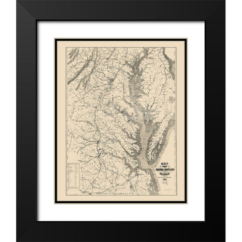 Virginia Maryland Delaware - Blunt 1861 Black Modern Wood Framed Art Print with Double Matting by Blunt