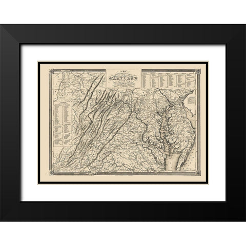 Guide Delaware Maryland Pennsylvania Virginia Black Modern Wood Framed Art Print with Double Matting by Lucas