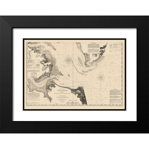 Chesapeake Bay Entrance - Bache 1863 Black Modern Wood Framed Art Print with Double Matting by Bache
