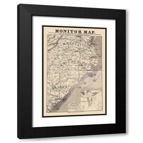 Coast of Carolinas Virginia - Prang 1863 Black Modern Wood Framed Art Print with Double Matting by Prang