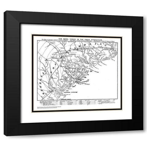 Naval Force Great Expedition Carolina Georgia Black Modern Wood Framed Art Print with Double Matting by Unknown