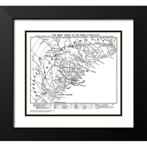 Naval Force Great Expedition Carolina Georgia Black Modern Wood Framed Art Print with Double Matting by Unknown