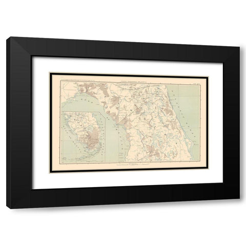 Lower Florida Pennisula - Bien 1895 Black Modern Wood Framed Art Print with Double Matting by Bien