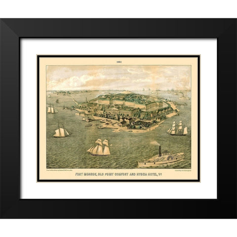 Fort Monroe Old Point Comfort Hygeia Virginia Black Modern Wood Framed Art Print with Double Matting by Sachse