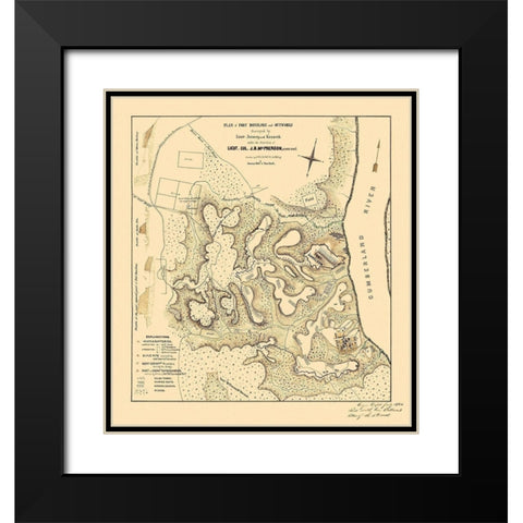 Fort Donelson Outworks Tennessee - McPherson 1876 Black Modern Wood Framed Art Print with Double Matting by McPherson