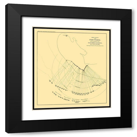 Fort Fisher North Carolina First Attack Black Modern Wood Framed Art Print with Double Matting by Porter