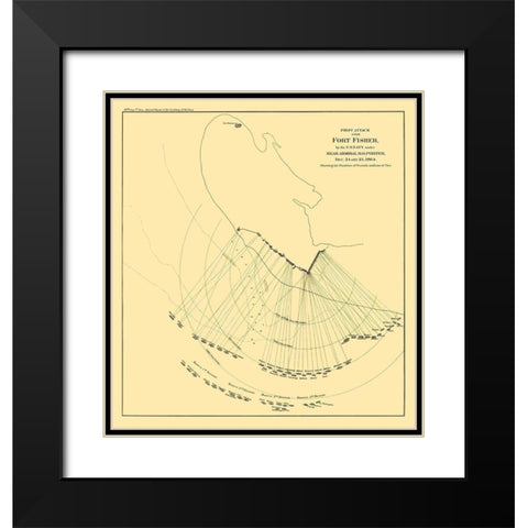 Fort Fisher North Carolina First Attack Black Modern Wood Framed Art Print with Double Matting by Porter