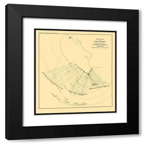 Fort Fisher North Carolina Second Attack Black Modern Wood Framed Art Print with Double Matting by Porter