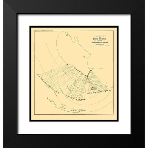 Fort Fisher North Carolina Second Attack Black Modern Wood Framed Art Print with Double Matting by Porter