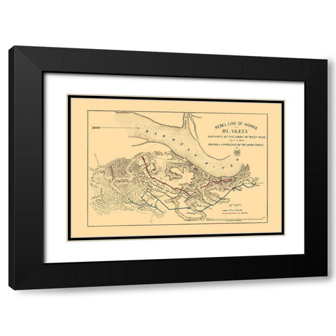 Fort Blakely Battle - US Army Corps 1865 Black Modern Wood Framed Art Print with Double Matting by US Army Corps