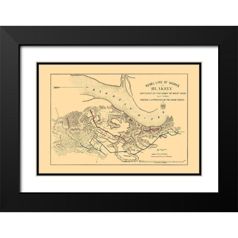 Fort Blakely Battle - US Army Corps 1865 Black Modern Wood Framed Art Print with Double Matting by US Army Corps