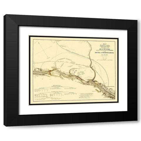Battle of Fredericksburg Virginia - Bien 1862 Black Modern Wood Framed Art Print with Double Matting by Bien