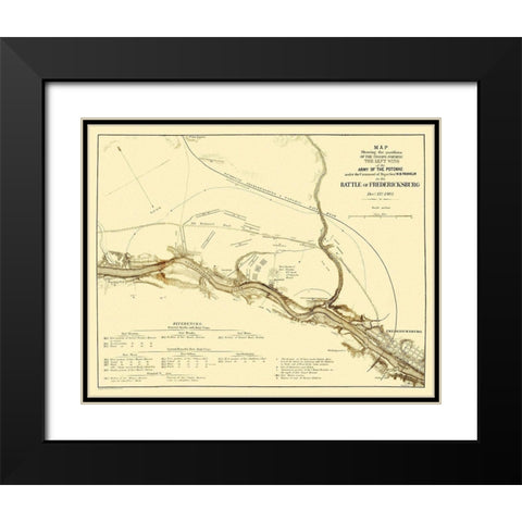 Battle of Fredericksburg Virginia - Bien 1862 Black Modern Wood Framed Art Print with Double Matting by Bien