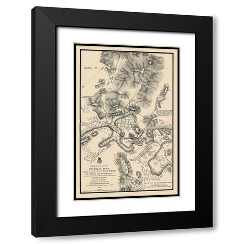 Franklin Tennessee Battlefield - Schofield 1874 Black Modern Wood Framed Art Print with Double Matting by Schofield