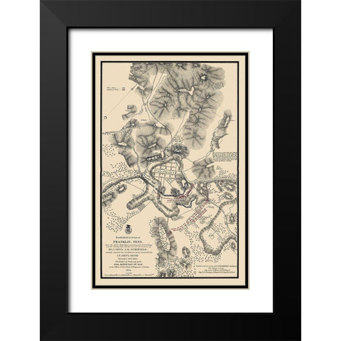 Franklin Tennessee Battlefield - Schofield 1874 Black Modern Wood Framed Art Print with Double Matting by Schofield