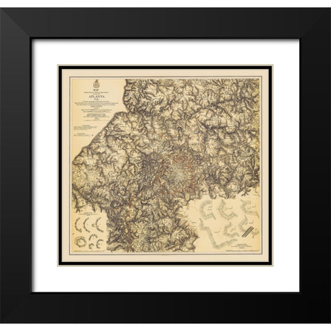 Military Operations Atlanta Georgia - Bien 1875 Black Modern Wood Framed Art Print with Double Matting by Bien