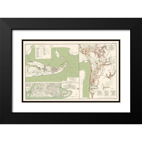 Galveston Charleston Port Hudson - Bien 1891 Black Modern Wood Framed Art Print with Double Matting by Bien