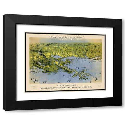 Louisiana Mississippi Alabama Florida Black Modern Wood Framed Art Print with Double Matting by Bachmann