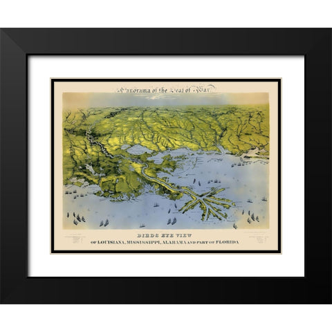 Louisiana Mississippi Alabama Florida Black Modern Wood Framed Art Print with Double Matting by Bachmann