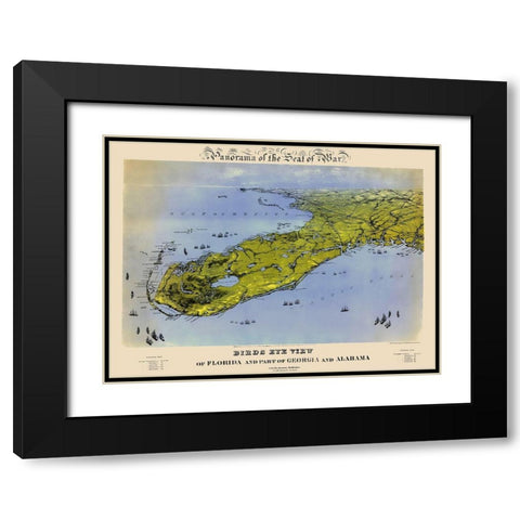 Florida Georgia Alabama - Bachmann 1861 Black Modern Wood Framed Art Print with Double Matting by Bachmann